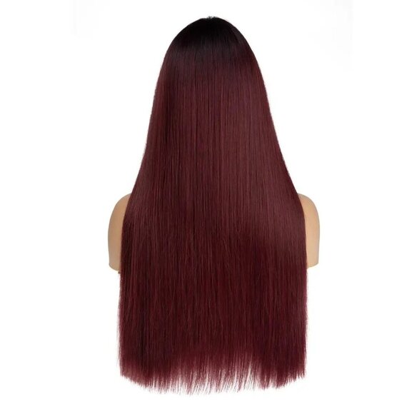 Black Roots Wine Red Lace Front Wig